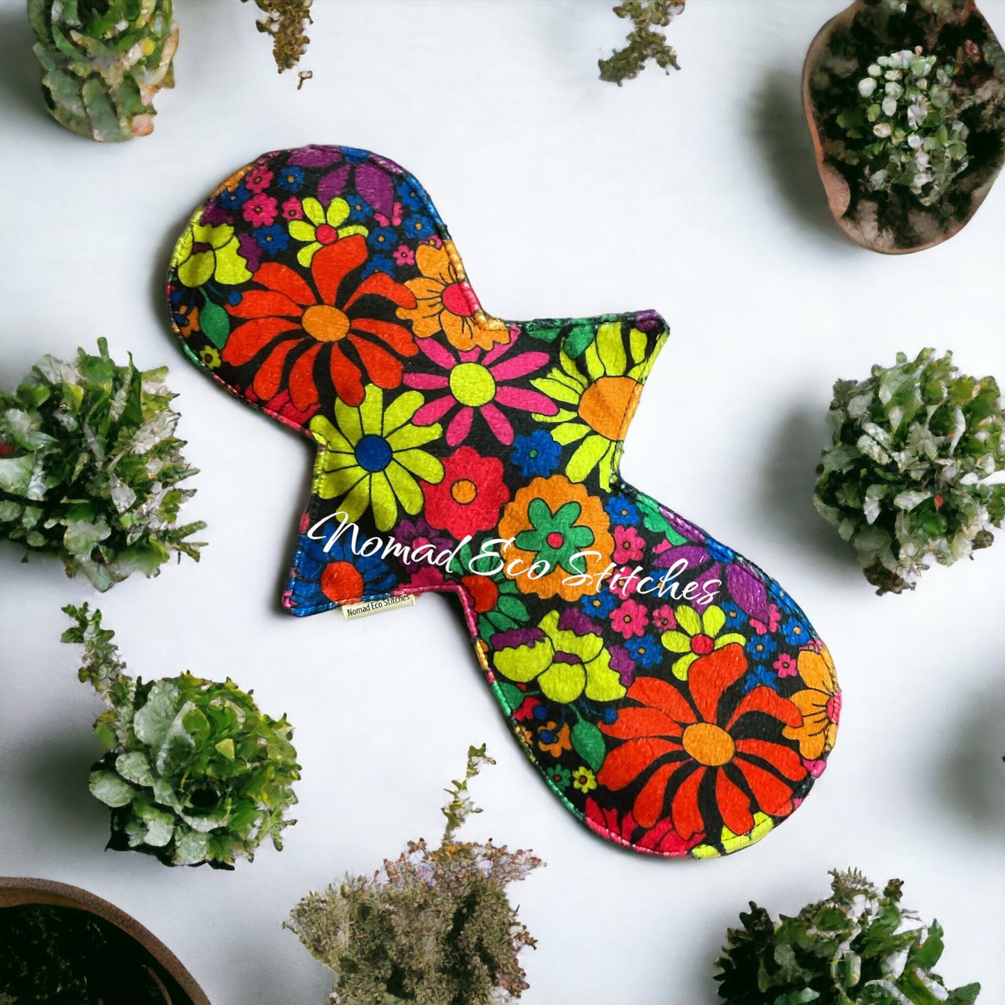 Reusable Cloth Pad- Regular/Moderate 12 inch-stain resistant floral minky
