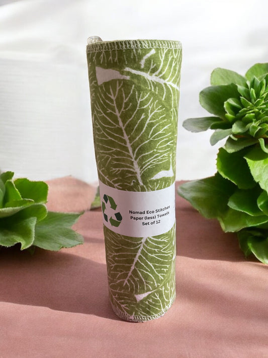 Reusable Paper Towels (Unpaper towels) Green leaves