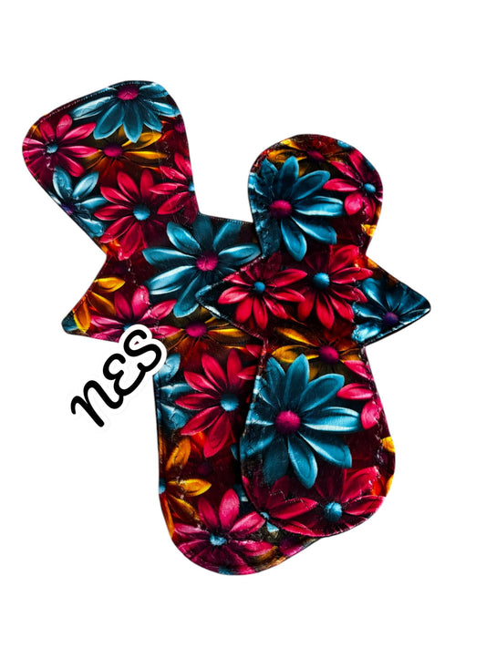 Reusable Cloth Pad/Heavy/Moderate- Stain Resistant Minky-Bright Floral