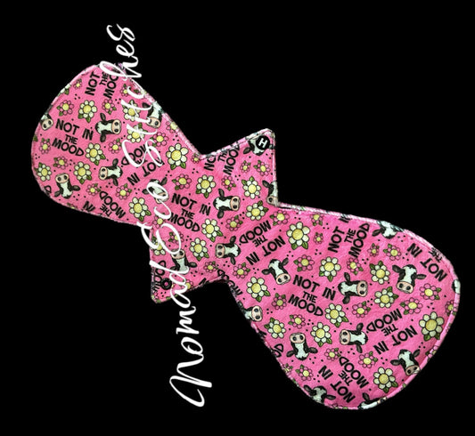 Heavy Overnight Cloth Pad- stain resistant pink “Not in the Mood” minky